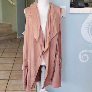 Duster Hooded Vest DR2 Blush Pink Flowy Kimono Jacket NWOT